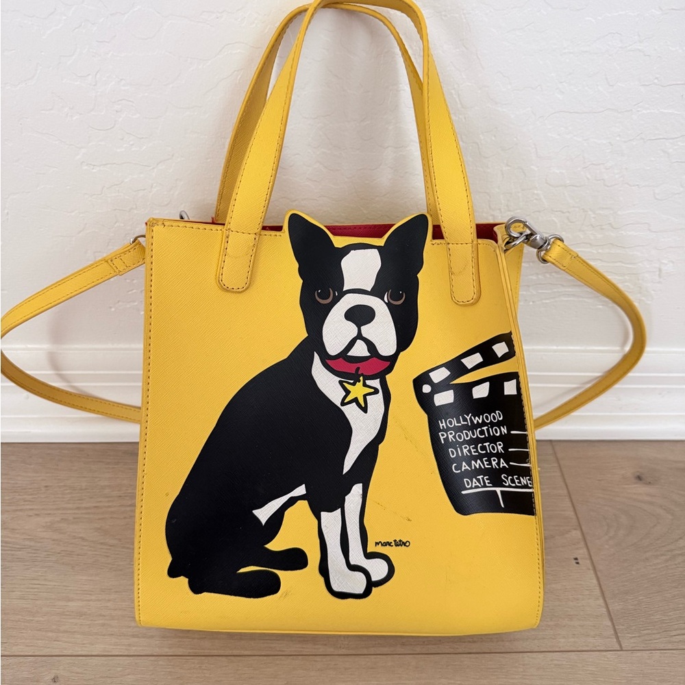 Marc Tetro Yellow Boston Terrier Tote Crossbody Bag | Dog Graphic